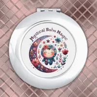 Mystical Boho Magic Maroon | Compact Mirror