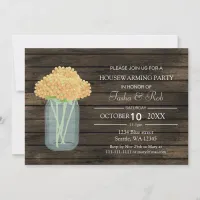 barnwood yellow mason jar Housewarming Invite