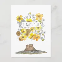 I Miss You Floral Postcard