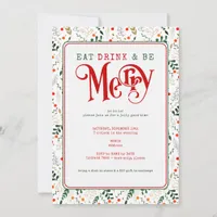 Berry Branch Eat, Drink Be Merry Christmas Potluck Invitation