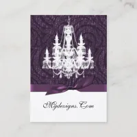 purple damask chandelier Chic Business Cards