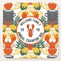 Crawfish Boil Party –Cajun Seafood Celebration Square Paper Coaster