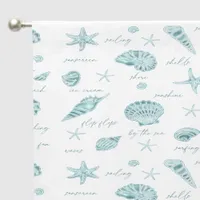 Shells Starfish Sun Fun Text Teal ID918  Sheer Curtains