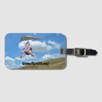 Luggage Tag - Flying Pig Over Hill