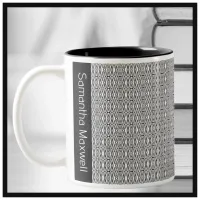 Personalized black and white geometric pattern Two-Tone coffee mug