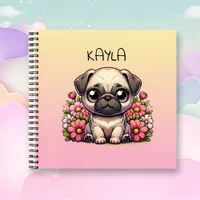 Personalized Cute Pug Puppy Dog Notebook