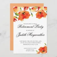 Golden Poppy Floral Retirement Celebration Invitation