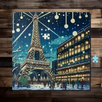 Eiffel Tower in Paris, France at Christmas Time Jigsaw Puzzle