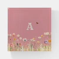 Pretty Colors Watercolor Wildflowers and Monogram Paperweight