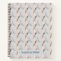 Monogrammed Serene Peach & Pastel Blue Leaves Notebook