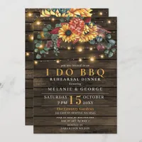 String Lights Sunflowers I DO BBQ Rehearsal Dinner Invitation