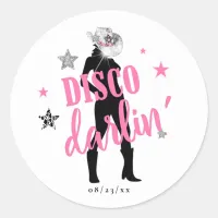 Boots 'n Bling Bachelorette Disco Darlin' ID925  Classic Round Sticker