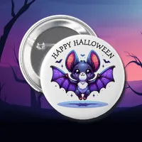 Cute Chibi Cartoon Bat Halloween Button