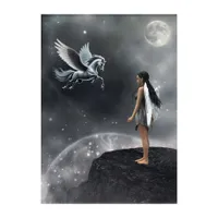 Pretty Winged Fairy and Flying Horse Acrylic Print