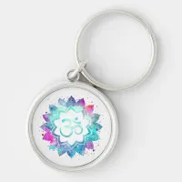 *~* OM AUM Symbol Lily Lotus Watercolor  Mandala Keychain