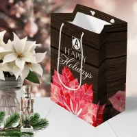 Rustic Wood Corporate Christmas Holiday Medium Gift Bag