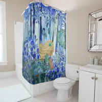 Blue Forest Shower with girl Curtain