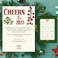 2025 Calendar Business Greetings Logo Botanical Holiday Card