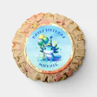 Blue and Green Axolotl Boy's Birthday Personalized Reese's Peanut Butter Cups