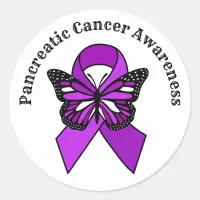 Pancreatic Cancer Awareness | Butterfly Classic Round Sticker