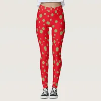 Red and Lime Green Polka Dotted Leggings