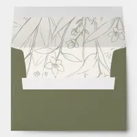 Sage Wildflowers Woodland Garden Floral Wedding  Envelope