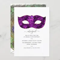 Mardi GrasTropical Purple Gemstone Birthday Party Invitation