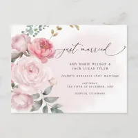 Rustic Botanical Blush Floral Wedding Announcement Postcard