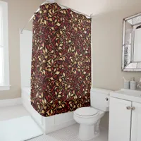 Gold, Black and Burgundy Festive Foliage Shower Curtain