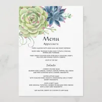 Watercolor Desert Cactus Succulents Wedding Menu