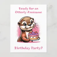 Otter Themed Girl's Birthday Party Postcard