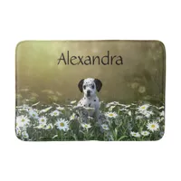 Cute Dalmatian Puppy in Daisies Bath Mat