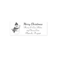 Cute Christmas Snowman Address Label Self-inking Stamp