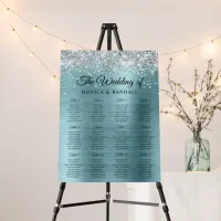 Silver Glitter Metallic Light Blue Seating Chart Foam Board