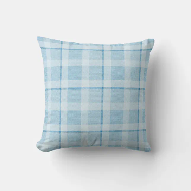 Blue Checked Fabric Throw Pillow