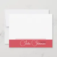 Modern Feminine Script Hibiscus Red Minimalist  Note Card