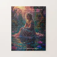 Fantasy Girl at a pond quiet time Jigsaw Puzzle