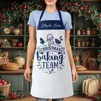 Christmas Baking Team Cute Navy Personalized Apron