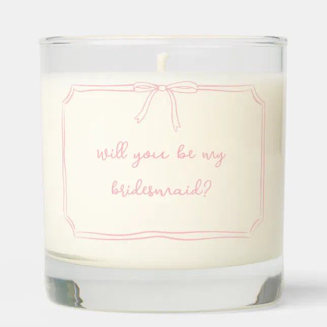 Handwritten Coquette Bow Chic Bridesmaid Proposal  Scented Candle