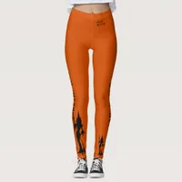 Basic Witch Orange Modern Funny Halloween Costume Leggings