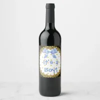 Its a boy blue  and gold" Wine Bottle Labels