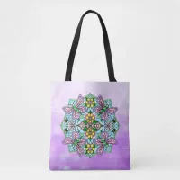 Hand Drawn Whimsical Butterfly Mandala  Tote Bag