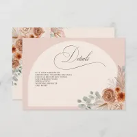 Rustic Calligraphy Boho Terracotta Pampas Details Enclosure Card