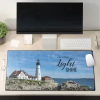 Portland Head Lighthouse Maine Inspirational Quote Desk Mat