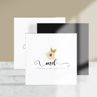 Sophisticated Floral Calligraphy ID933 Square Business Card