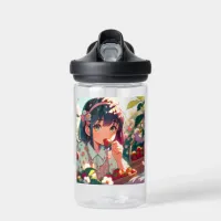 Cute Anime Girl Eating Strawberries | Summer Day Water Bottle