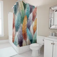 Colorful Icy Plant-Like Feathering Shower Curtain