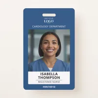 Nurse Employee Hospital Logo Medical Blue Photo ID Badge