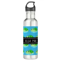 Personalized Cute Turtle Cartoon Name  Stainless Steel Water Bottle