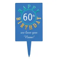 Happy Birthday Circle of Stars Blue ID527 Cake Topper